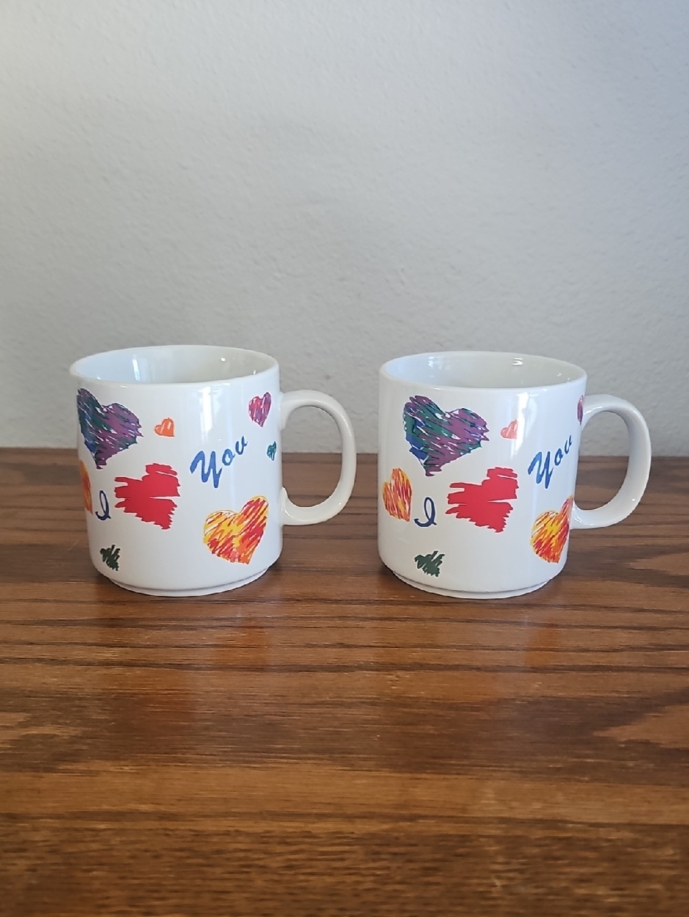 Russ White Heart Pattern Ceramic Coffee Mug - Set of 2